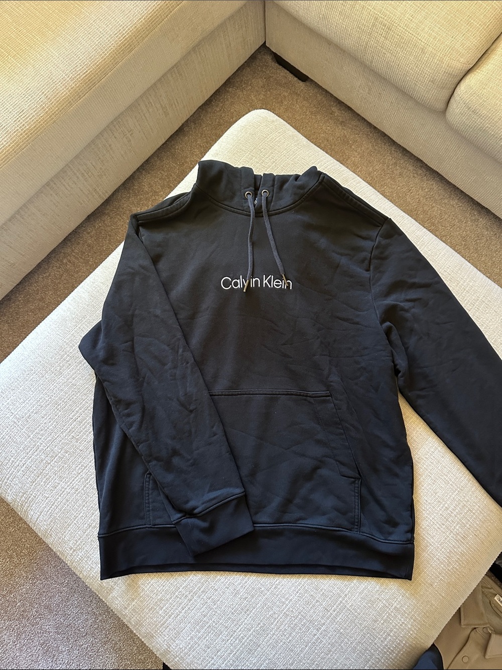 Calvin Klein Black Pullover Hoodie with White Logo